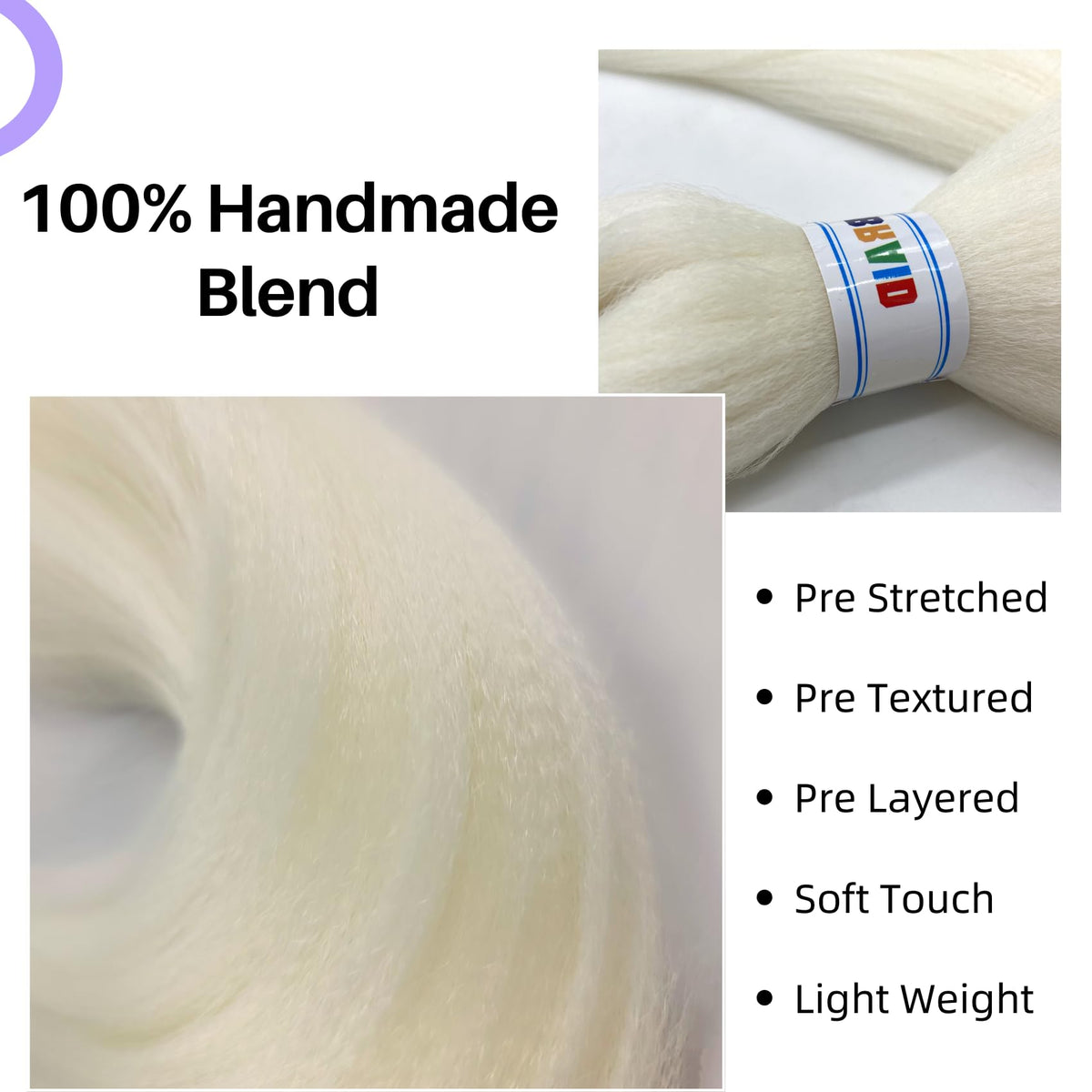Platinum Blonde Braiding Hair Pre Stretched 16 Inch for Knotless Braids Synthetic Box Braiding Hair for Women