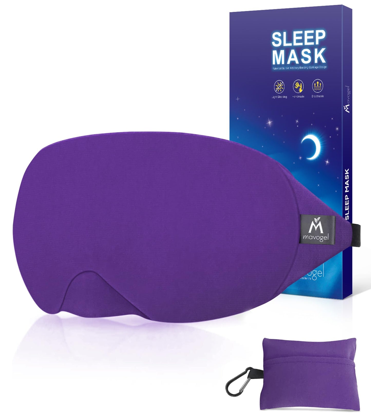 Mavogel Cotton Sleep Eye Mask - Breathable Light Blocking Sleep Mask, Soft Comfortable Night Eye Mask for Men Women, Eye Cover for Travel/Sleeping/Shift Work, Includes Travel Pouch (Purple)