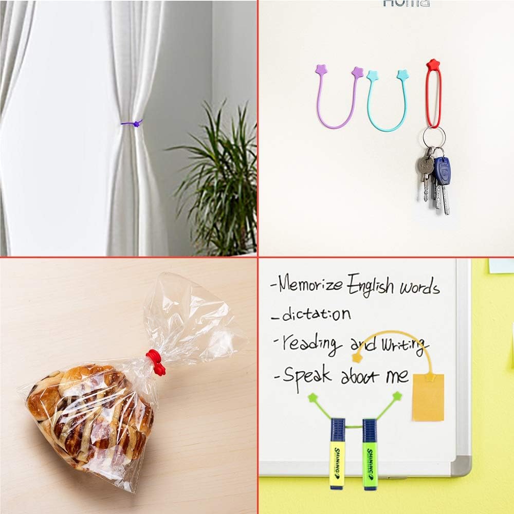 Reusable Silicone Magnetic Cable Ties, 7.48'' Magnetic Twist Ties for Bundling and Organizing, Holding Stuff, USB Charging Cords, Fridge Magnets, or to Play and Decorate(7 Colors, 14 Pack)