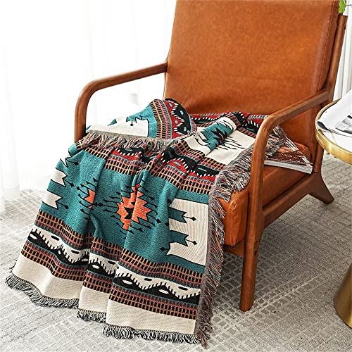 Homesy Boho Throw Blankets Southwestern Bed Throws Cover Reversible Green Aztec Southwest Blanket for Couch Chair Sofa Hom...