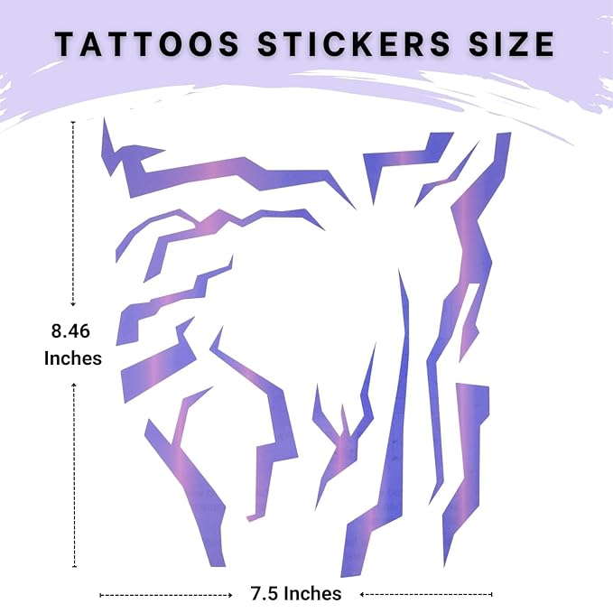 Ombre Temporary Patterns Tattoo – Realistic Body Art for Cosplay, Dance, Music Festivals，Temporary Tattoos Body Art for Cosplay，and Party Makeup (2pcs)