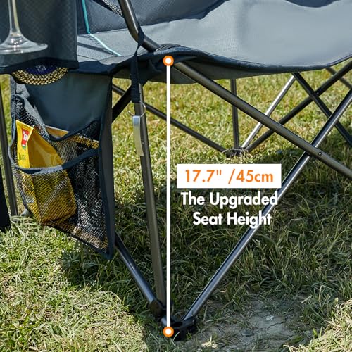 TIMBER RIDGE Oversized Double Camping Chairs Camping Couch, 2 Person Camping Loveseat Double Folding Camp Chair with Wine ...