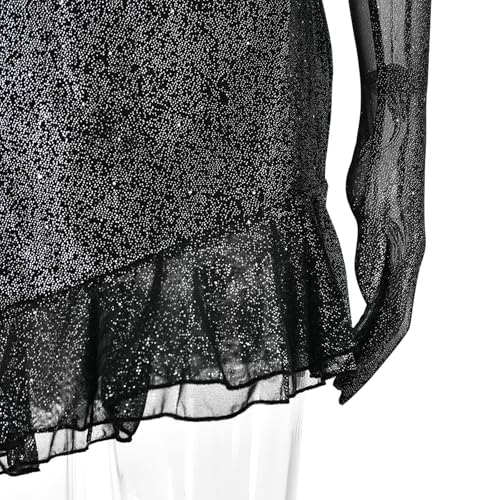 PWMENLK Women's Dress,Sexy Lace Semi See Through Short Dress, Off-Shoulder Bustier Skirt, Asymmetric Short Skirt，Slim