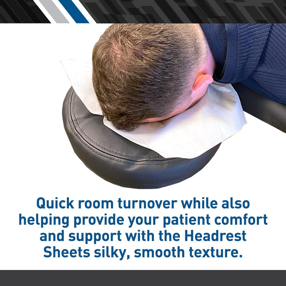 BodyMed Headrest Paper Tissue Sheets – Tissue Paper Squares for Chiropractic Exam Table or Massage Table – White – 12-Inch x 12-Inch – with Nose Slit (1,000 per box)