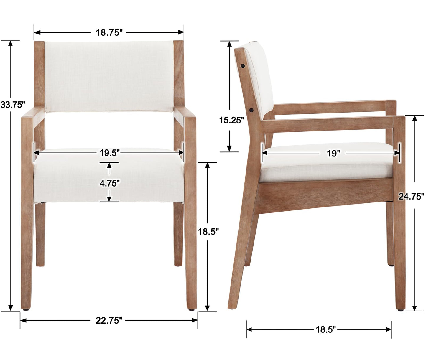 BESTANO Modern Wood Dining Chairs Set of 2 Linen Fabric Upholstered Armchair Accent Chairs Side Chairs Comfy Kitchen Chair with Wooden Legs, Beige