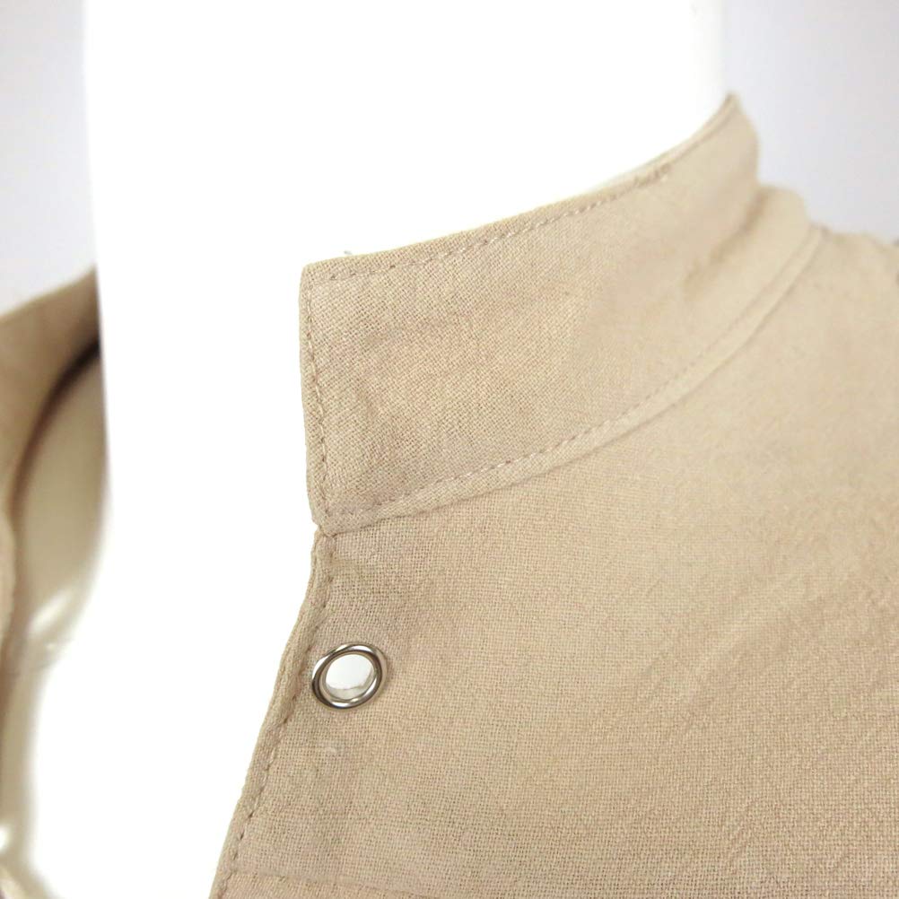 Men's Loose Linen Medieval Gothic Renaissance Shirt Long Sleeve Viking Pirate Mercenary Scottish Costume Beige, Small(Bust 40.0" to 42.5")