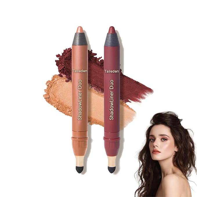Shadow Liner 2-in-1 Eyeliner & Eyeshadow, Shadow Liner Duo with Smudge Brush, Waterproof Smudge-Proof Long-Lasting Makeup, Smooth, Effortless Smoky or Natural Eye Makeup (heat+ sizzle)