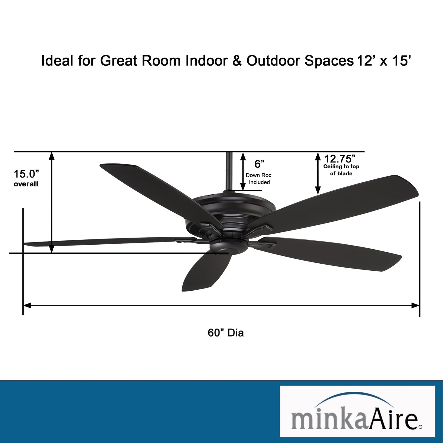 Minka-Aire F696-Cl Kaf  -Xl 60 Inch Ceiling Fan In Coal Finish