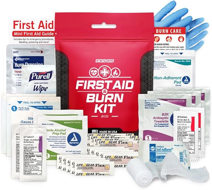 Go2Kits Advanced First Aid & Burn Kit, Comprehensive Burn First Aid Kit with Dressings, Burn Cream & Gauze, Portable First...