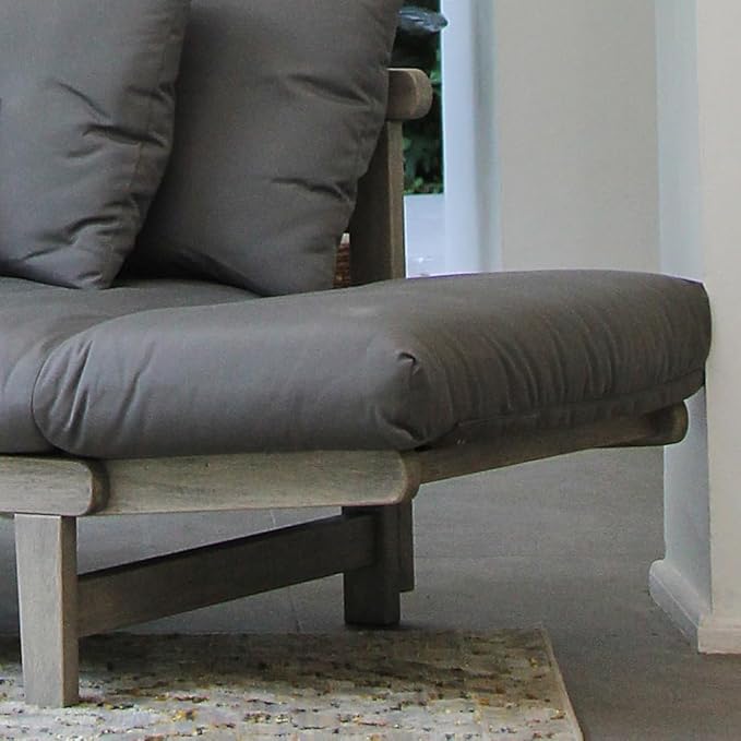 Cambridge Casual West Lake Mahogany Outdoor Convertible Sofa Daybed, Weathered Gray/Gray Cushion