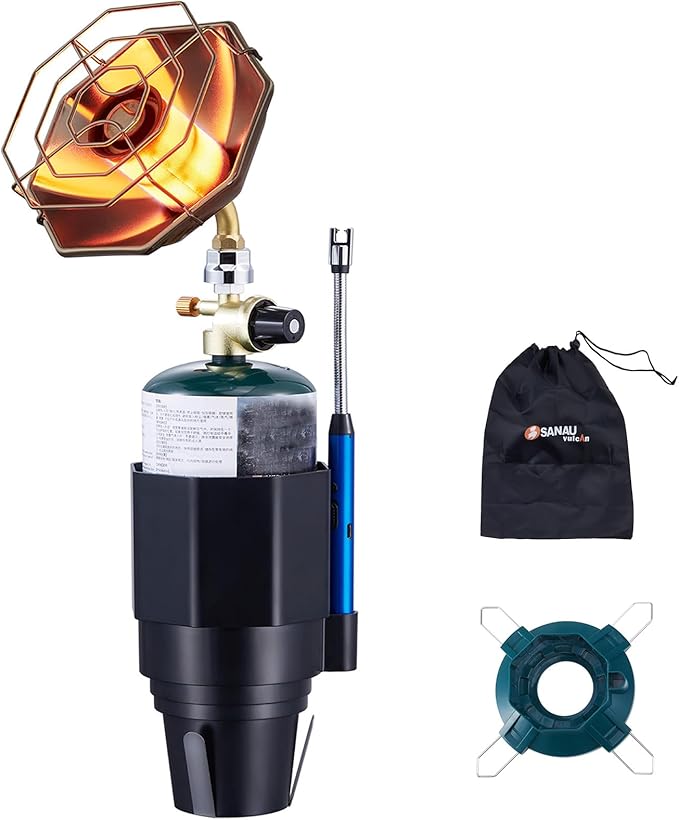6800BTU Propane Golf Cart Heater, Propane Heater with Igniter, 2 in 1 with Golf Cart Cup Holder&Cylinder Base, for Tent,Fi...