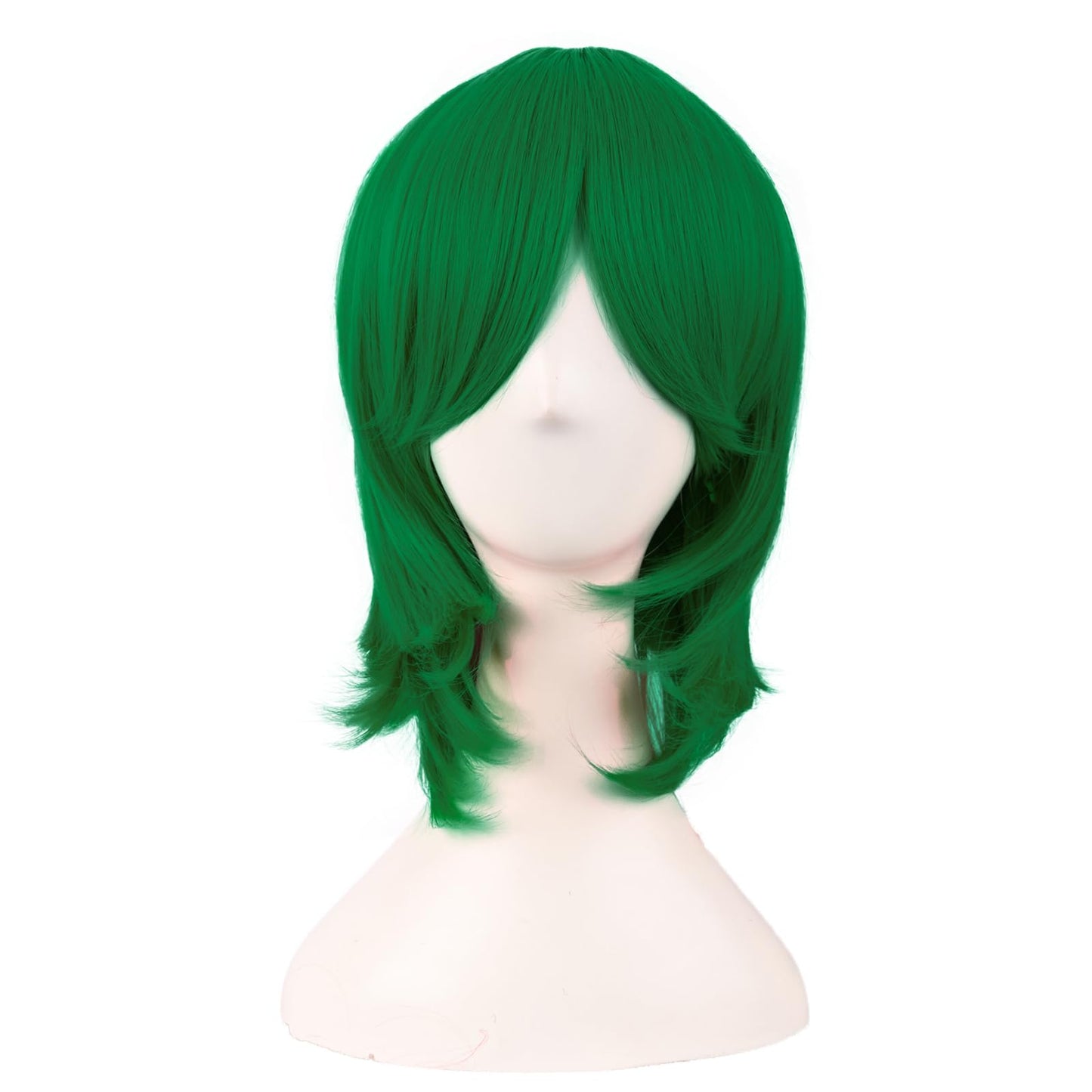 MapofBeauty 16 Inch/40 cm Short Side Bangs Synthetic Fiber Cosplay Layered Wig (Grass Green)