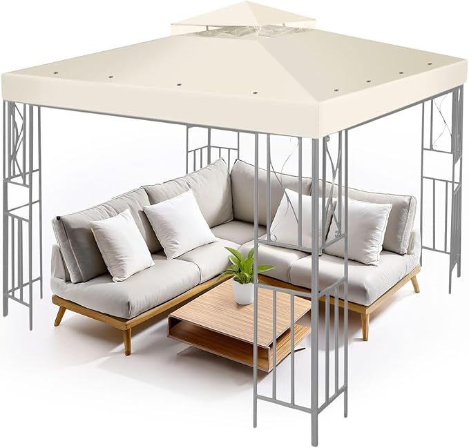 Flexzion Gazebo Cover Replacement Canopy Top 12x12 Ft (3.6m x 3.6m) - Double Tier Top Canopy Cover Replacement with UV30+,...