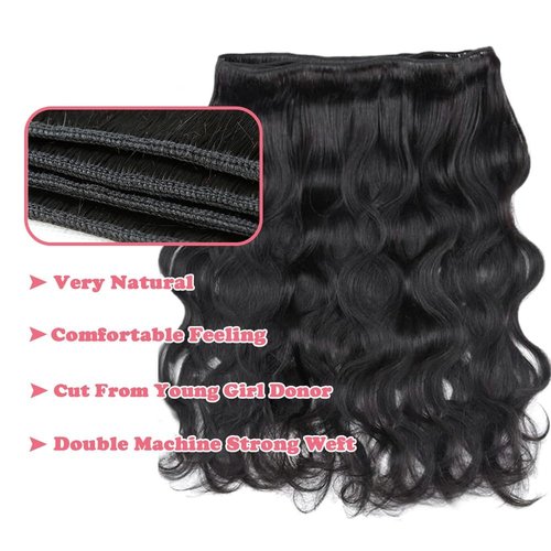 14A Human Hair Bundles 32 Inch Body Wave Bundles Human Hair 100% Unprocessed Brazilian Virgin Hair Body Wave 1 Bundle Human Hair Extensions for Women Natural Color Quick Weave
