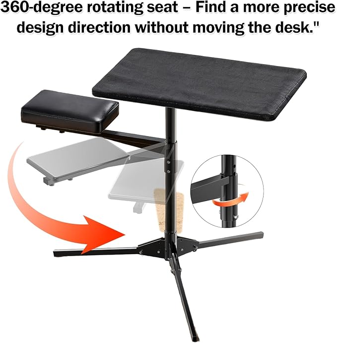 RogueArm Height Adjustable Shooting Table with 360 Degree Rotation Padded Seat, Portable Shooting Bench with Stable and Foldable Base,Shooting Platform for Outdoor, Range, Shooting and Cleaning