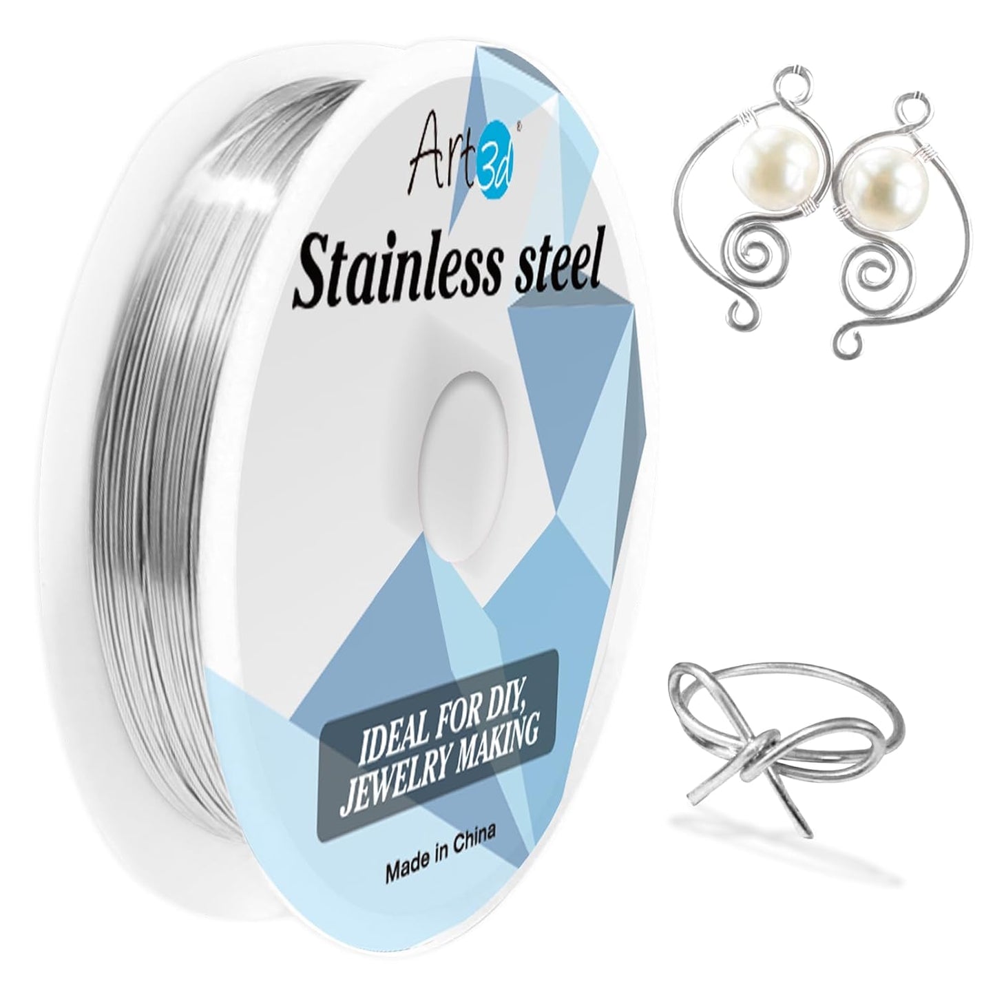 Art3d 20 Gauge Stainless Steel Wire, Bendable Soft Crafting Wire for Jewelry Making Earring Beading DIY Wrapping Sculpting - 120 FT Silver