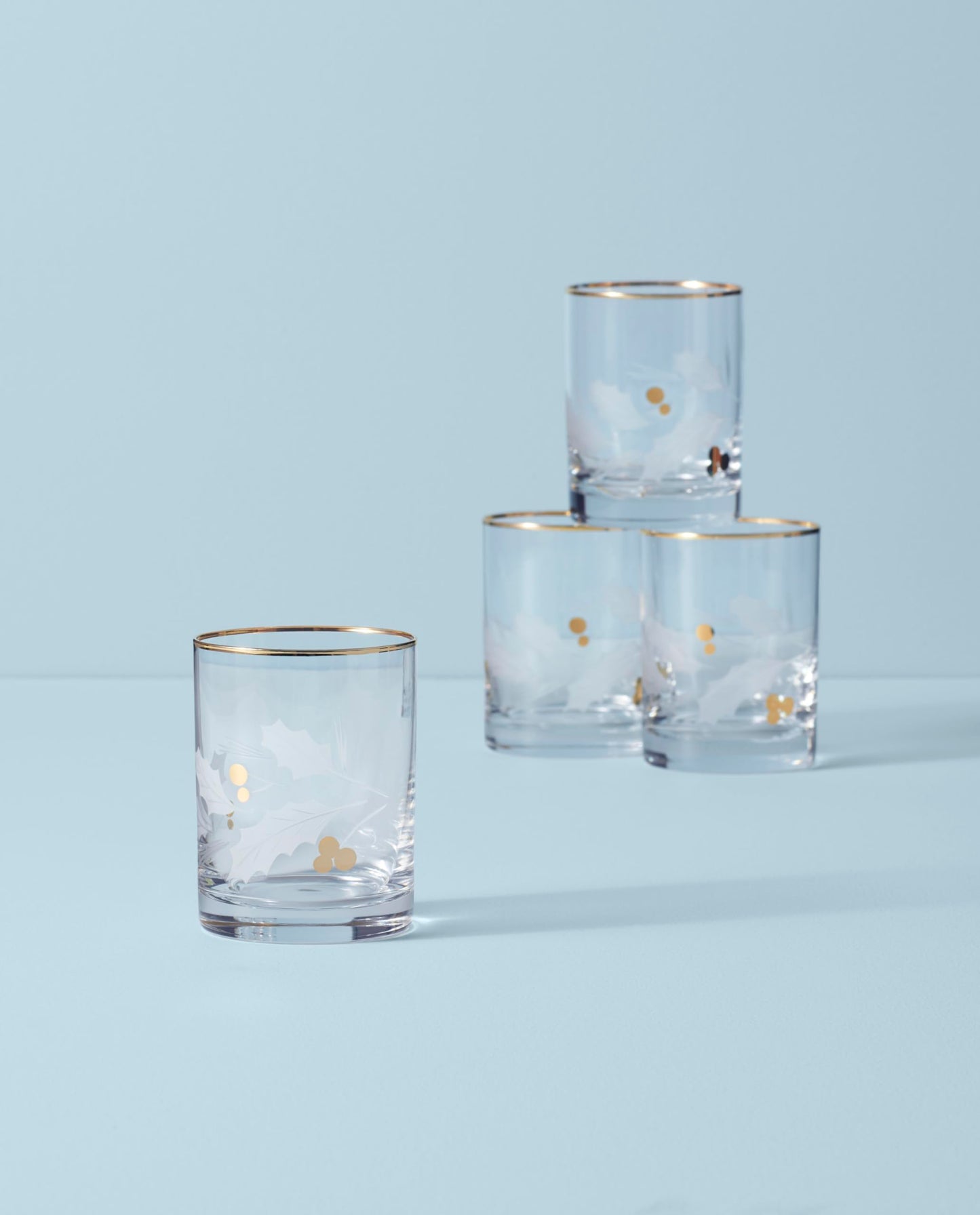 Lenox 886861 Holiday Gold 4-Piece Double Old Fashioned Set, Christmas Theme