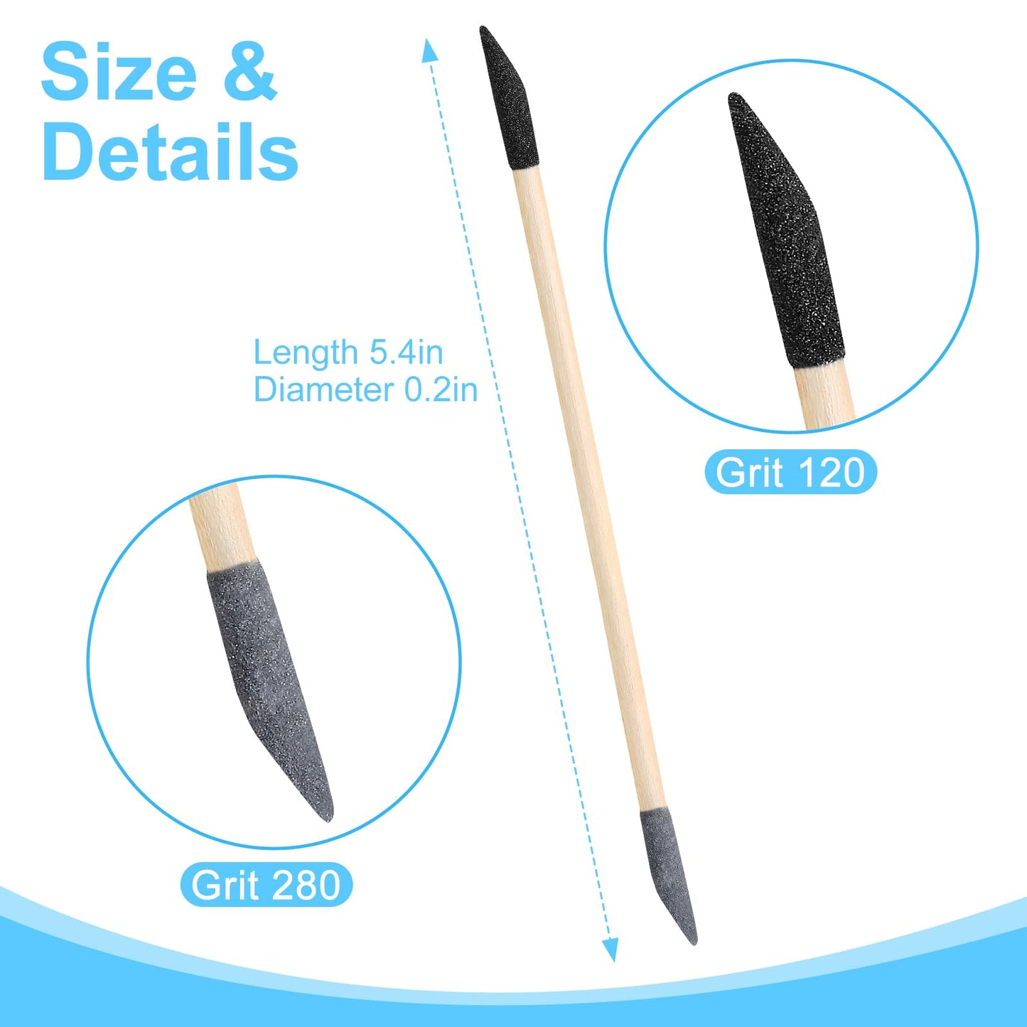 50PCS Premium Sanding Sticks, Double End Matchsticks Sanding Twigs of 120/280 Grit, Fine Detailing Polishing Sticks for Plastic Models/Wood/Metal/Small Area/Hole Sanding, 5.4 x 0.2 Inch