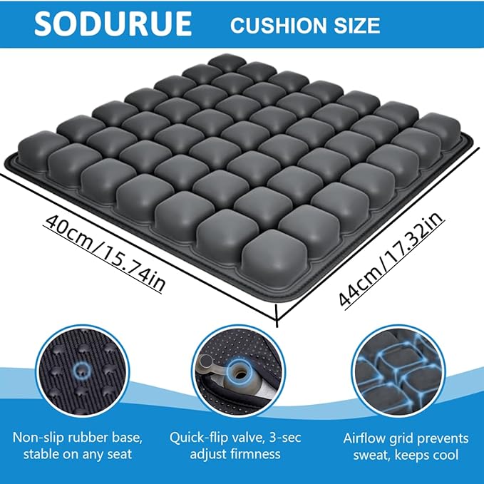 Sodurue Travel Cushion Airplane seat,Airplane seat Cushion for Long Flights,Press Type air Inflatable Wheelchair seat Cushion,49 airbags,for Car,Office,Stadium,Ergonomic Comfort Support,Heavy Duty