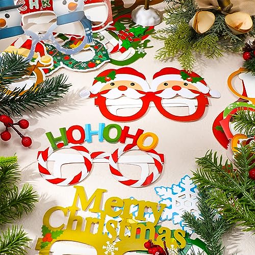 Glitinsel 34 Pcs Christmas Glasses Frames Christmas Party Decorations Favors Glasses Costume Eyeglasses Accessories Funny ...