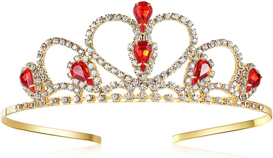 Lovelyshop Colorful Gems Gold Rhinestone Tiara for Little Kid Big Kid Prom Birthday Princess Crown