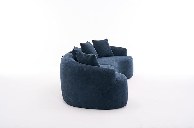 110" Oversized Modern Curved Cloud Sectional Sofa, Luxury Plush Chenille 4-Seater Deep Wide Seat Couch with 4 Pillows, No Assembly Needed Apartment Living Room Furniture, Blue