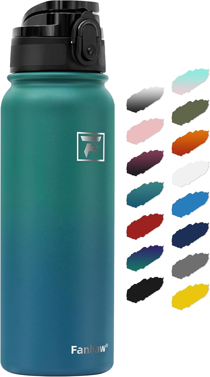 Fanhaw 20 oz Insulated Stainless Steel Water Bottle with Anti-Dust Chug Lid, Leakproof Vacuum Metal Bottle for Kids, Women...