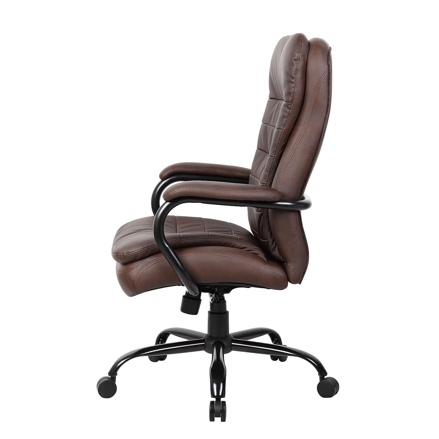 Boss Office Products Heavy Duty Double Plush LeatherPlus Chair with 350lbs Weight Capacity in Bomber Brown (B991-BB)