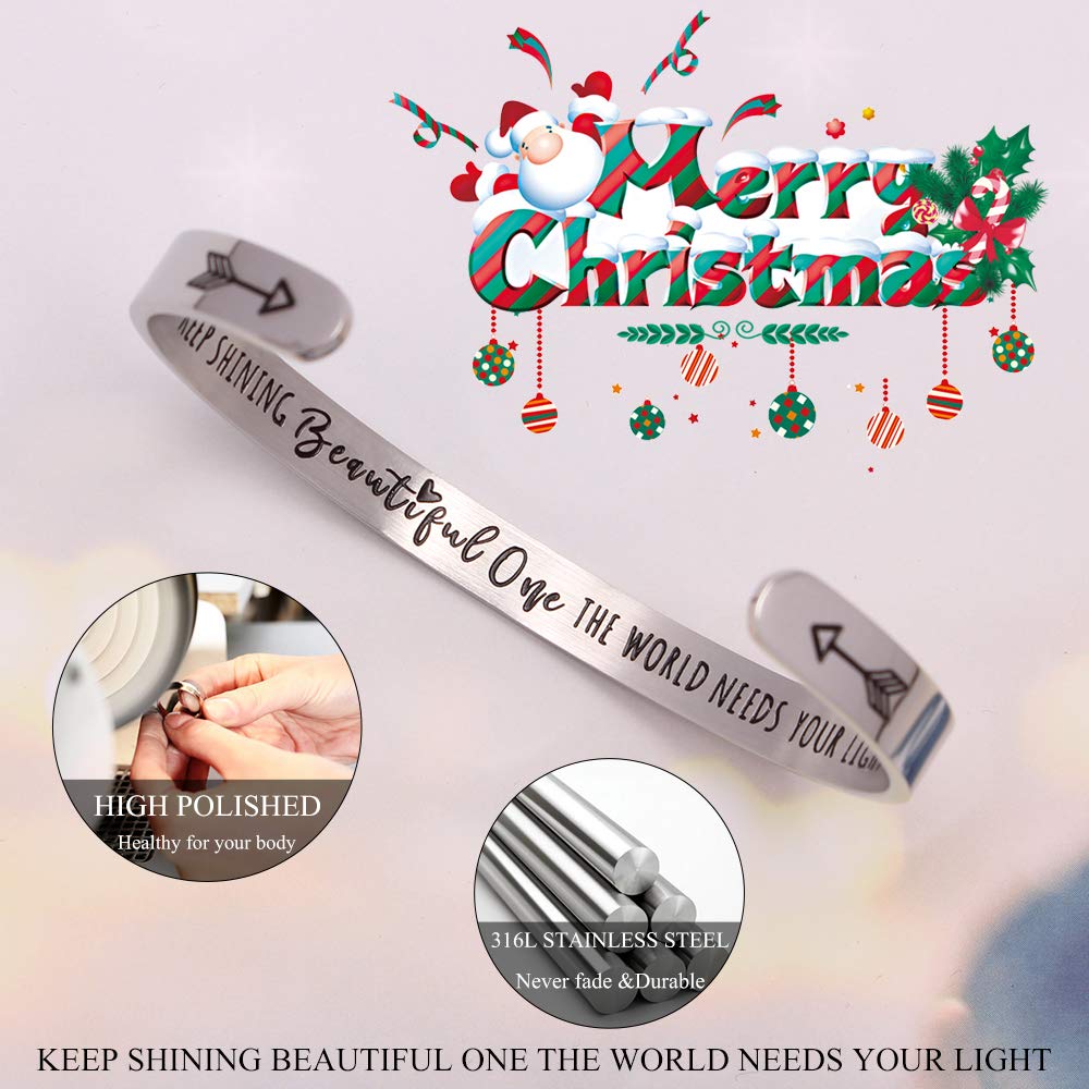 Btysun Women Gifts for Christmas Inspirational Bracelets for Women Christmas Gifts for Teenage Xmas Gift Cuff Bracelet