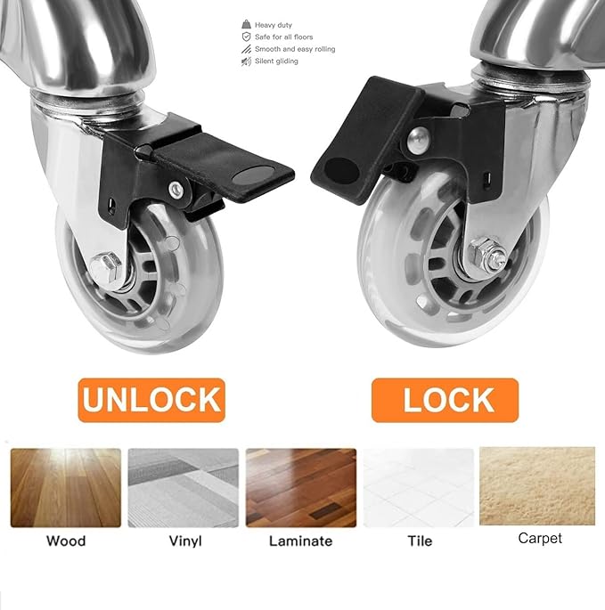 Adjustable Heavy Duty Stool - Rolling Stools with Locking Caster Wheels - Swivel Stools Backless Chair for Home Kitchen Office Shop Tattoo Lash Tech Pedicure (Brown, Height 22 to 30 in)