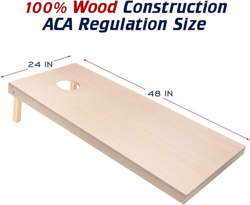 Fubgrly 4 Feet x 2 Feet Solid Wood Premium Cornhole Game Set, Includes 8 Corn Hole Toss Bags, Whiteboard Cornhole Boards