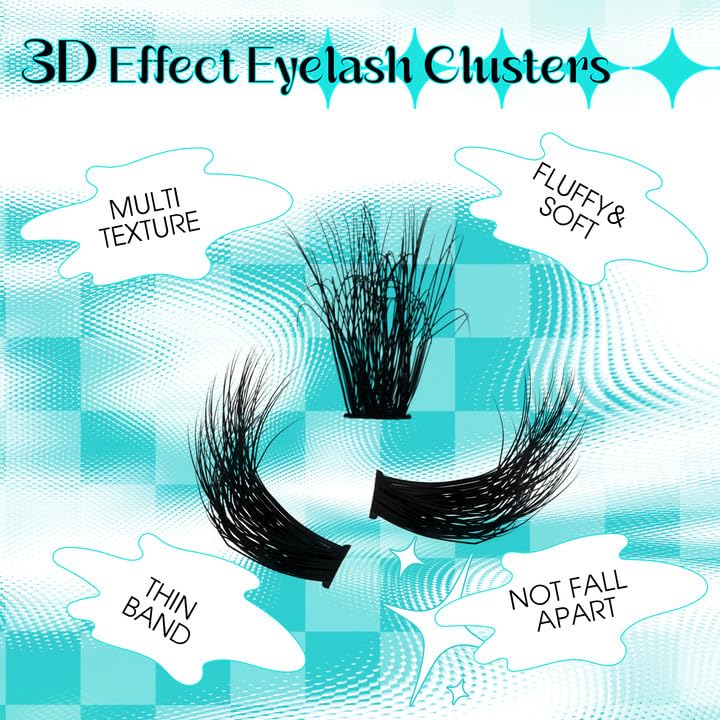 GEMERRY Lash Extension Kit Lash Clusters Kit 3D Effect DIY Lash Extension Kit with 280Pcs Fluffy Eyelash Clusters, Lash Bond and