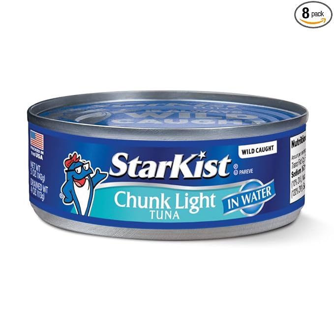 StarKist Chunk Light Tuna in Water, 5 oz (8 Pack) Canned Tuna Fish, Wild Caught, Gluten Free, Ready to Eat, Perfect for Sa...