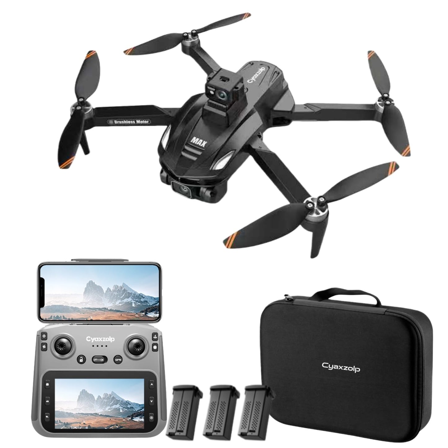 Drones with Camera for Adults 4k, GPS drone with 4.5'' LCD Remote,2026 Upgraded outdoor 360° Obstacle Avoidance, Brushless Motor, 5G WiFi, Auto Return,3 Batteries Ideal Gift (Black)