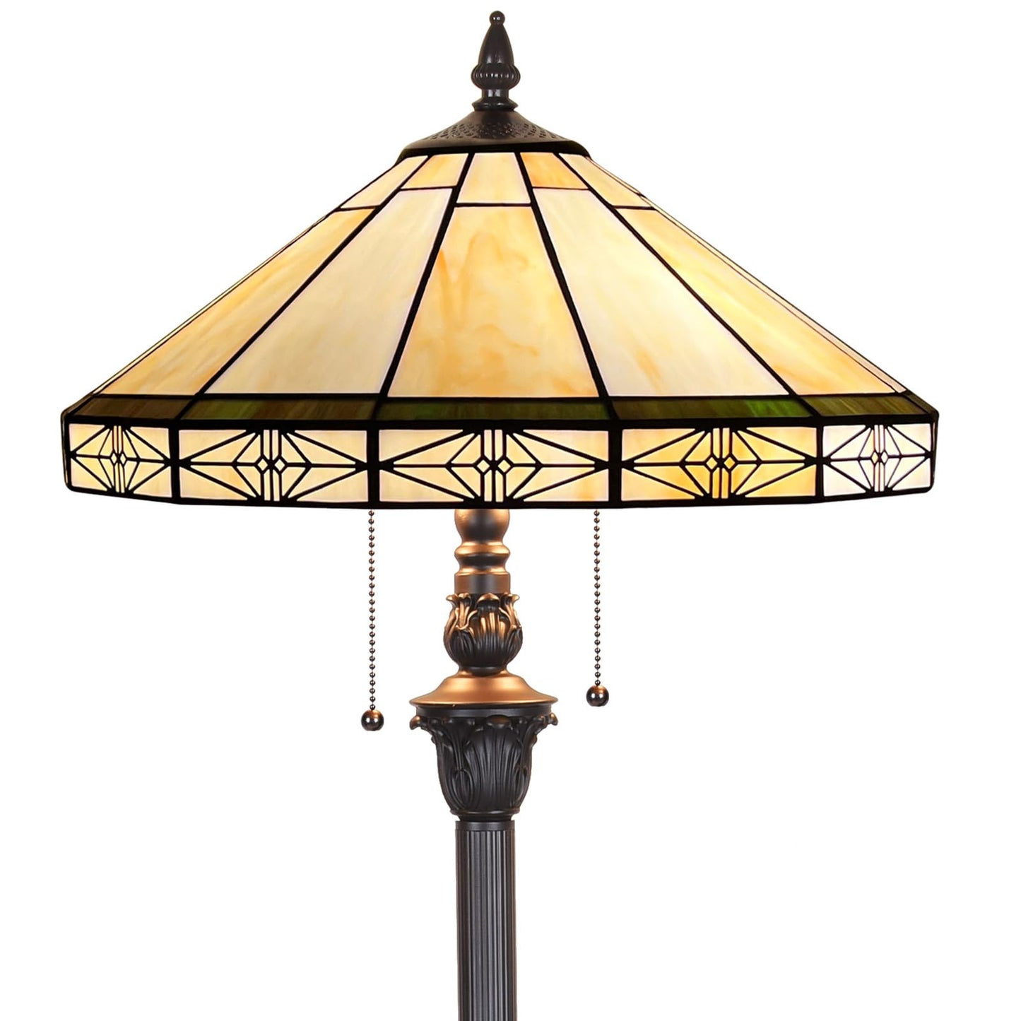 Capulina Tiffany Lamp Stained Glass Floor Lamp 2-Light 16x16x63 Inches Vintage Cream Tiffany Style Standing Reading Lamp for Living Room Bedroom Office Home