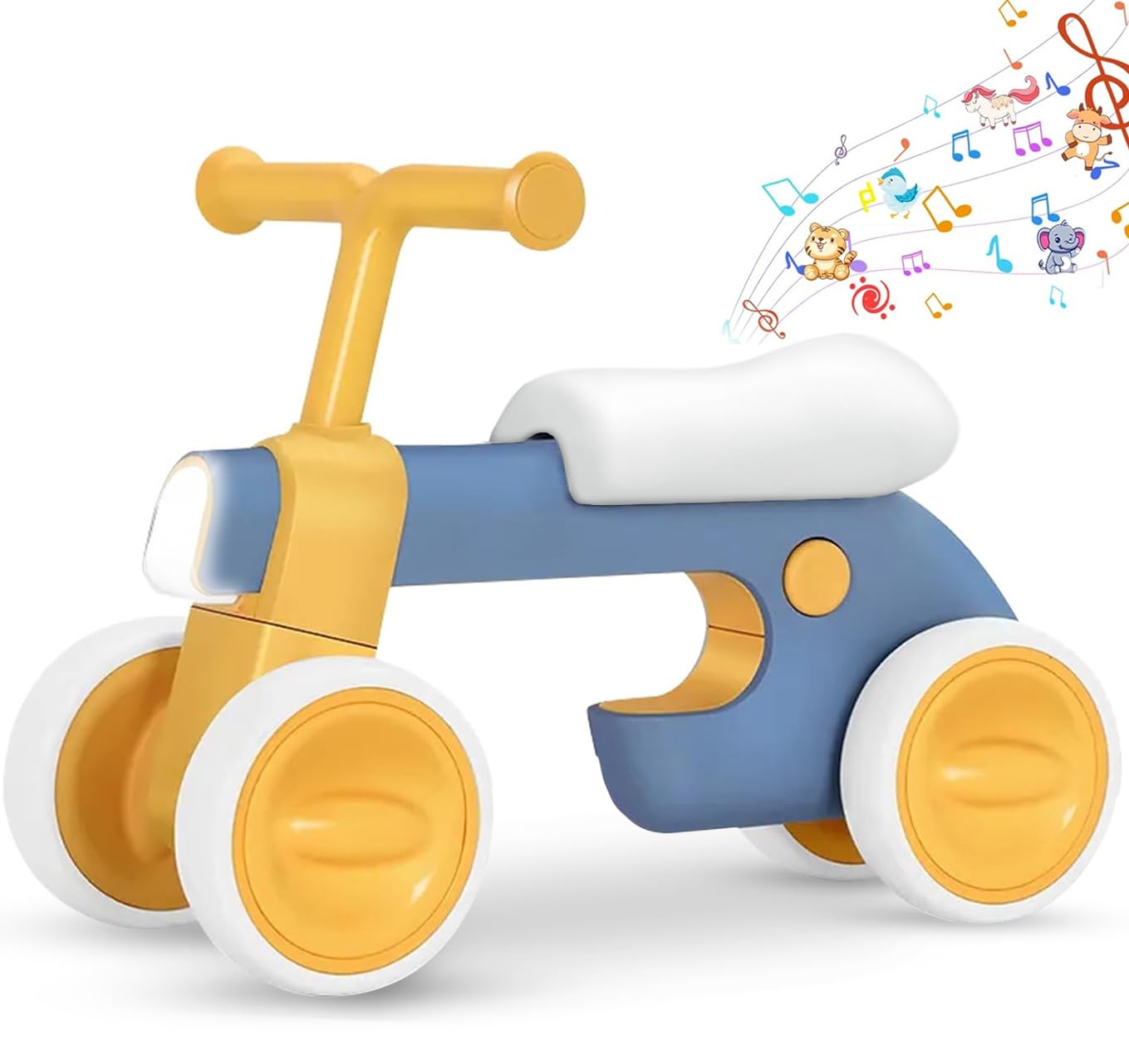 Henry & Colin Baby Balance Bike for Kids - No Pedal 4 Silence Wheels & Soft Seat First Bike, Toddler Walker for Boys & Girls, with Light, Music for 1-3 Year Olds (Blue)
