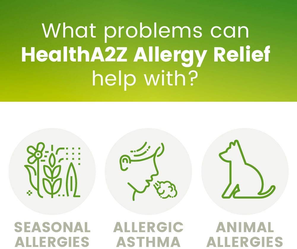 HealthA2Z® Allergy Relief | Cetirizine 10mg | All Day Allergy Relief | Indoor & Outdoor | Relief from Itchy Throat, Sneezing, Runny Noses (300 Count (Pack of 2))
