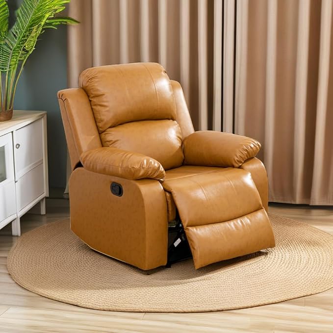 A Ainehome Living Room Furniture Set Bonded Leather Recliner Sofa Set Loveseat Chair Furniture Sofa Set for Living Room/Small Space/Rv/House/Office/Theater Seating (AA-Ginger Leather, Chair)