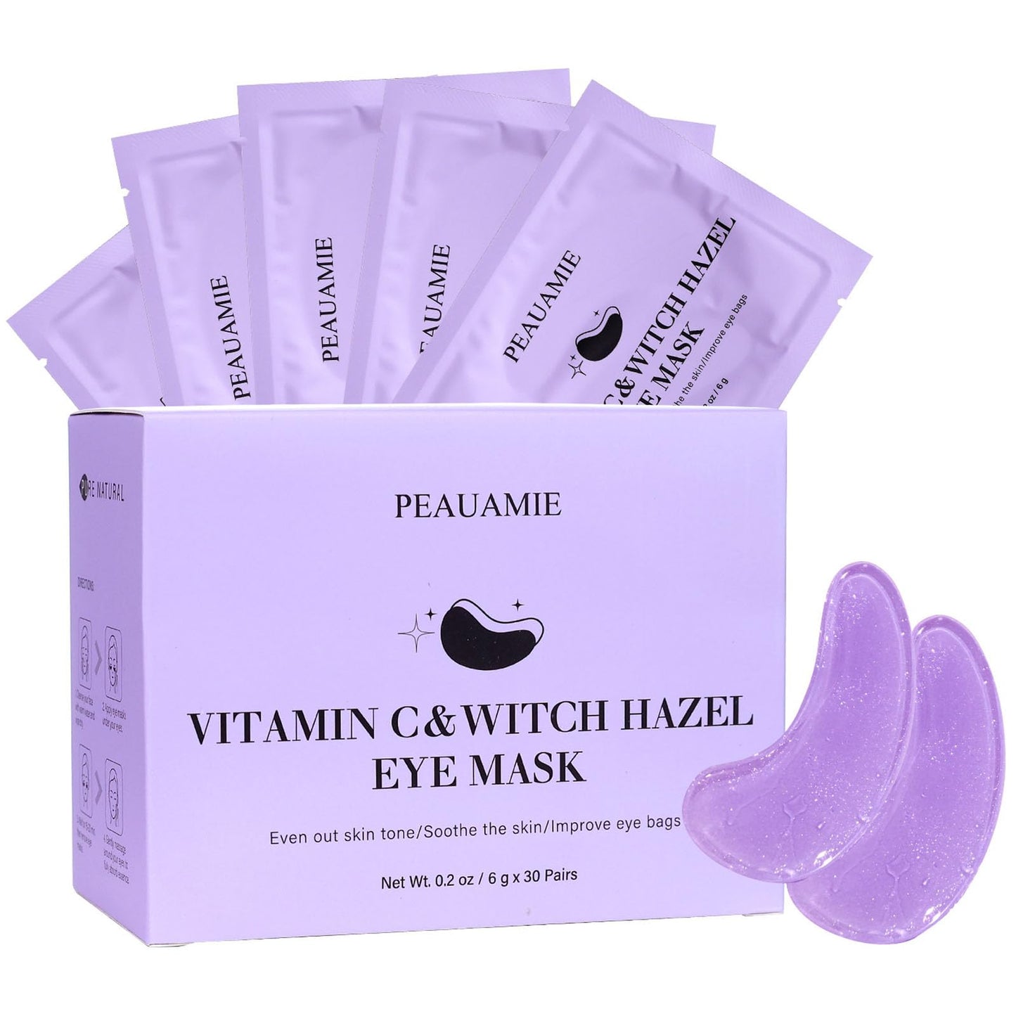 PEAUAMIE Under Eye Patches with Vitamin C and Witch Hazel Eye Mask for Dark Circles and Puffiness,Face Mask Skin Care Products 3