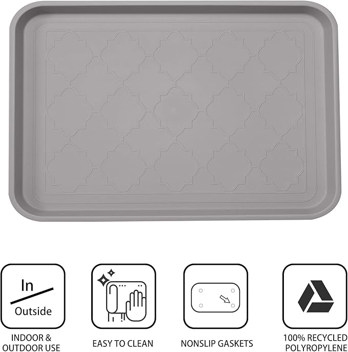 Boot Tray for Entryway Indoor, Heavy Duty Shoe Mat Tray 2 Packs, 16.7"x12.8" Waterproof Shoe Trays with Raised Edge, Outdoor Multi-Purpose Mat for Boots, Shoes, Garden