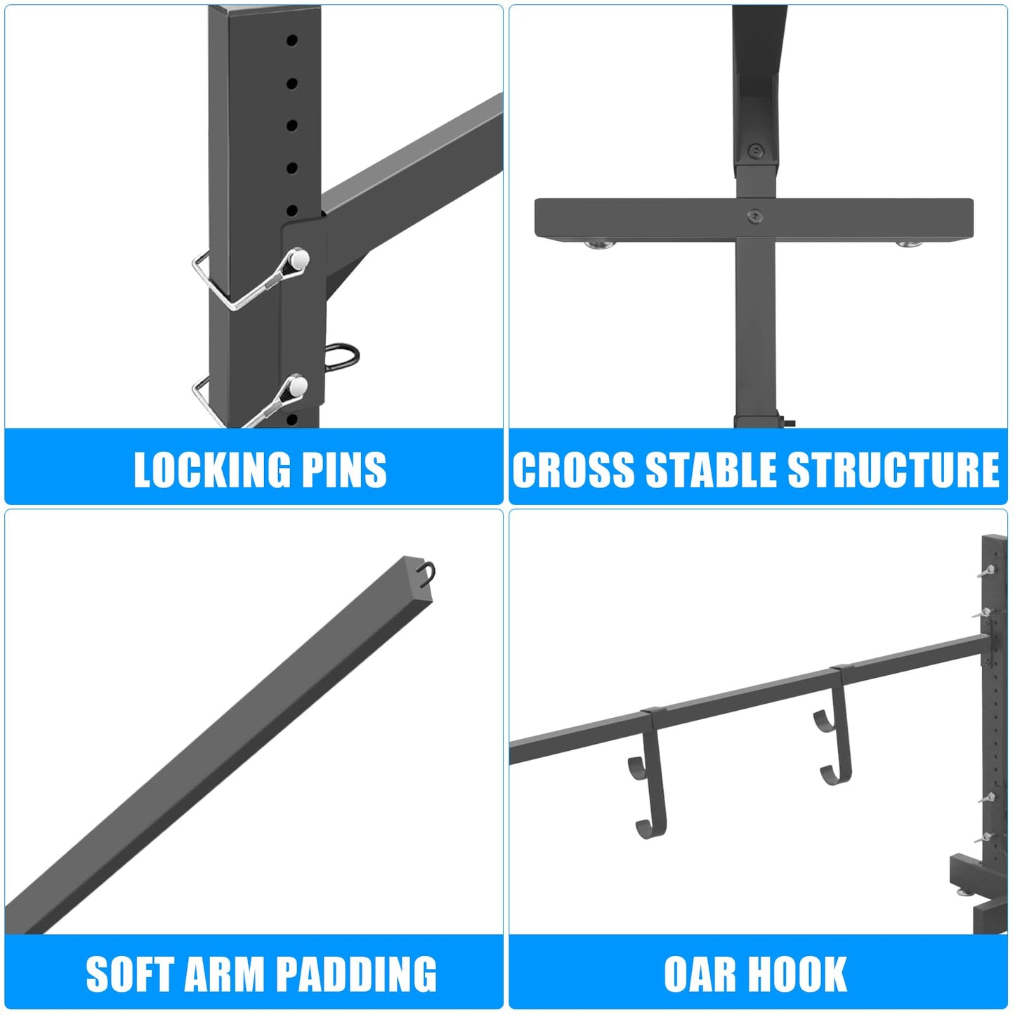 Kayak Storage Rack with Paddle Hooks, SUP Outdoor Storage Rack Heavy Duty Adjustable Weatherproof Freestanding Racks for Garage, Storage Rack for Kayak, Canoe, Surfboard (3 Levels for 3 Kayaks)