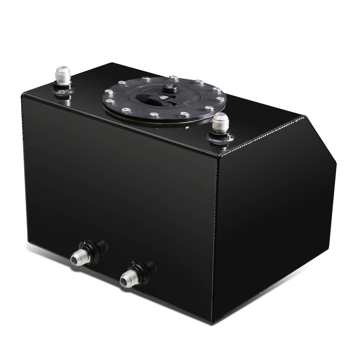 DNA MOTORING 4 Gallons Aluminum Bottom-Feed Fuel Cell Gas Tank 10" (L) x 12" (W) x 8.25" (H),ALU-FT-B-BF-4G-BK