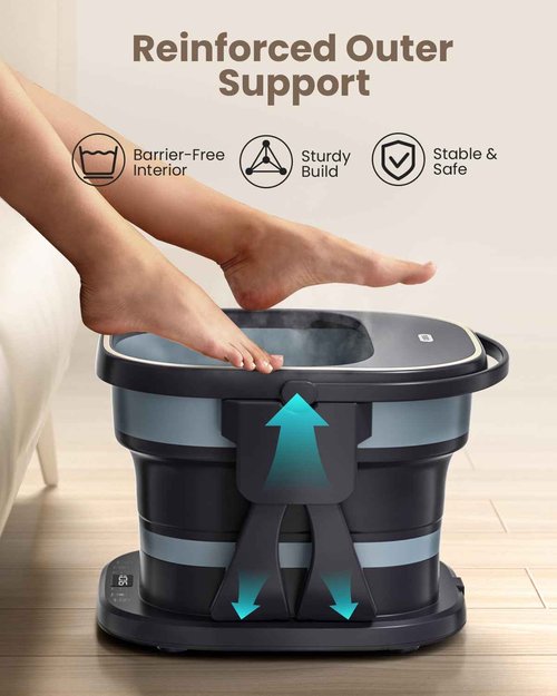 Puboo Collapsible Foot Spa Bath Massager with Heat, 95-115°F Precise Temp Control, Motorized Massage Rollers & Acupressure, Heated Foot Bath Soak Tub, Fits US Men’s Size 11, Gift for Christmas