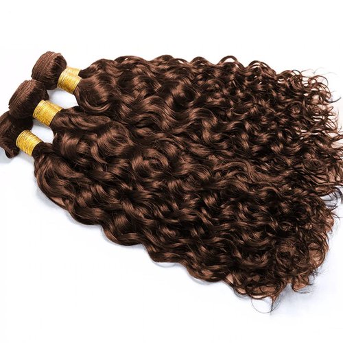 20 22 24 Inch Color 4 Bundle Dark Brown Water Wave Human Hair Bundles Color 4 Ocean Wave Bundles Human Hair Chocolate Brown Wet and Wavy Bundle