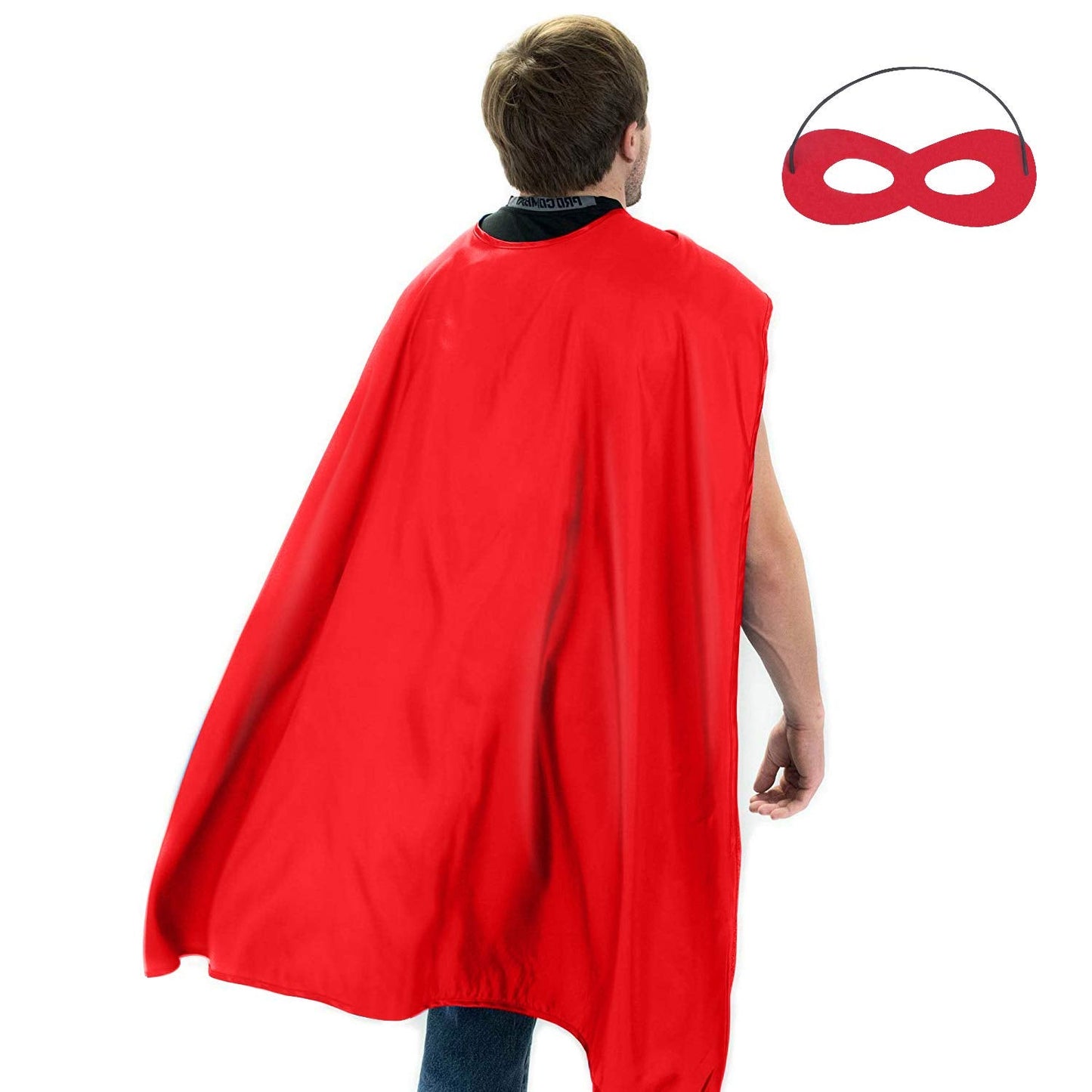 Maklulu Adult Superhero Capes and Masks - Halloween Costumes Adult Cape Superhero Party Capes(Red)