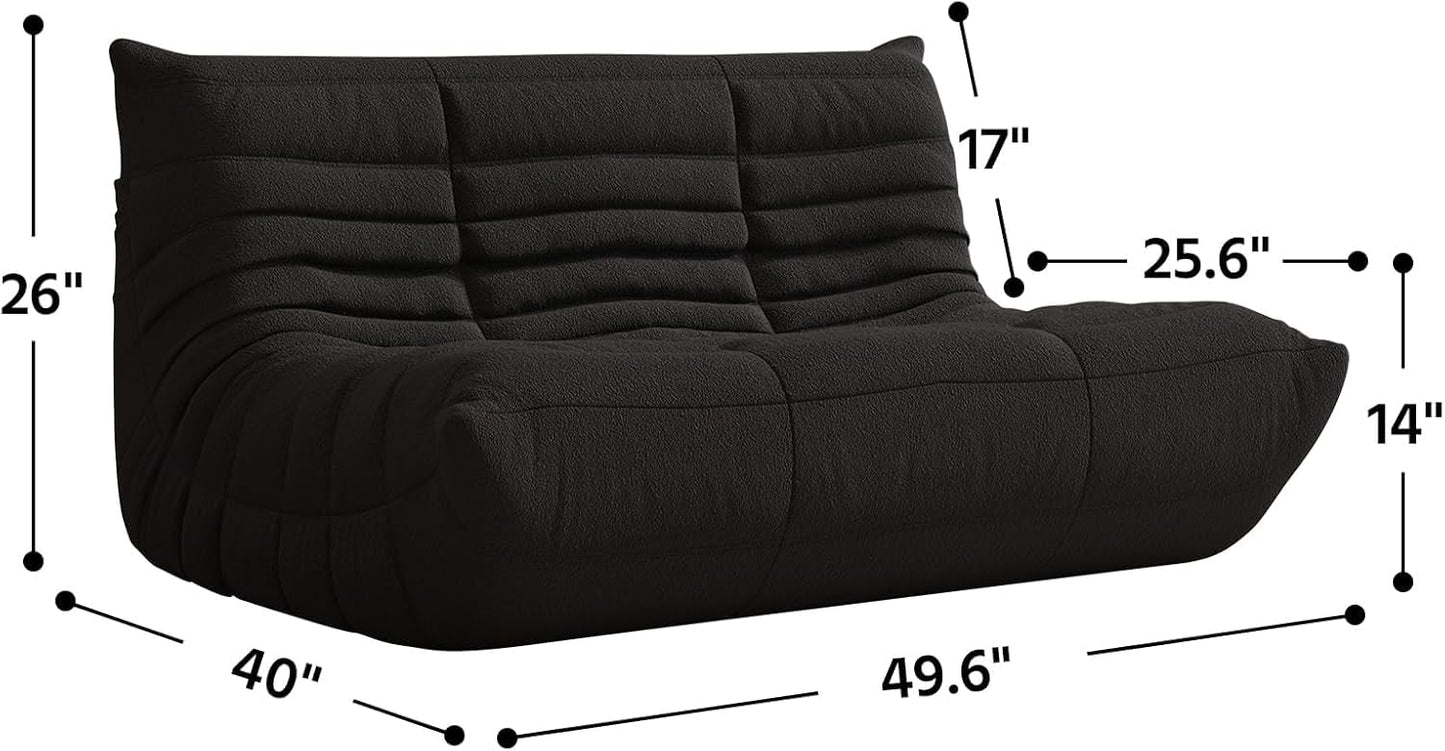 Bean Bag Chair, Fireside Chair, Large Bean Bag Chair for Adults, Bean Bag Chairs for Teens with High-Resilience Foam, Non-Slip Base Floor Lounge Sofa,Living Room (Black, Loveseat)