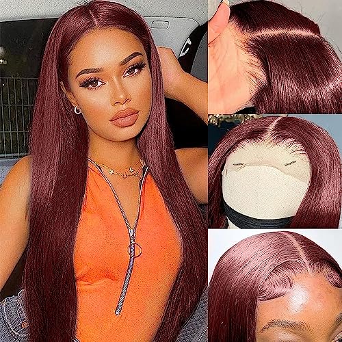 250 Density Ginger wig human hair Straight Lace Front Wigs Human Hair Pre Plucked 13x4 HD Transparent Lace Front Wigs Human Hair for Women Reddish Brown Lace Front Wigs HumanHair 22Inch