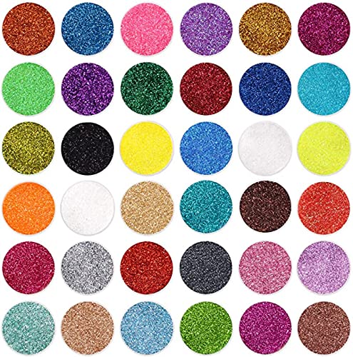 36 Colors Set, Fine Glitter for Resin, Arts and Craft Supplies Glitter, Cosmetic for Body Nail Face Hair Eyeshadow Lip Glo...