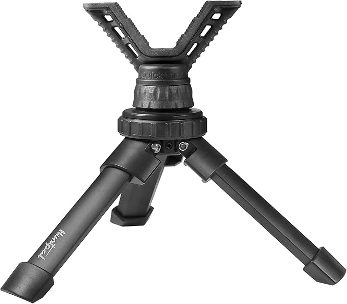 HUNTPAL Gun Rest Rifle Stand Tripod Shooting Stick for Range Table Bench Shooting Practice, Portable Adjustable Compact Aluminum Construction Gun Holder with 360° Swivel V Yoke Head