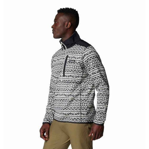 Columbia Men's Sweater Weather Printed Half Zip II, Dark Stone Madras Tonal, Medium